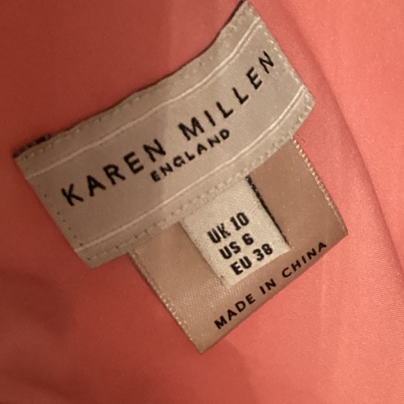 Karen Millen Peach Pink Bodycon Jewelled Peach Dress - Picture 11 of 12